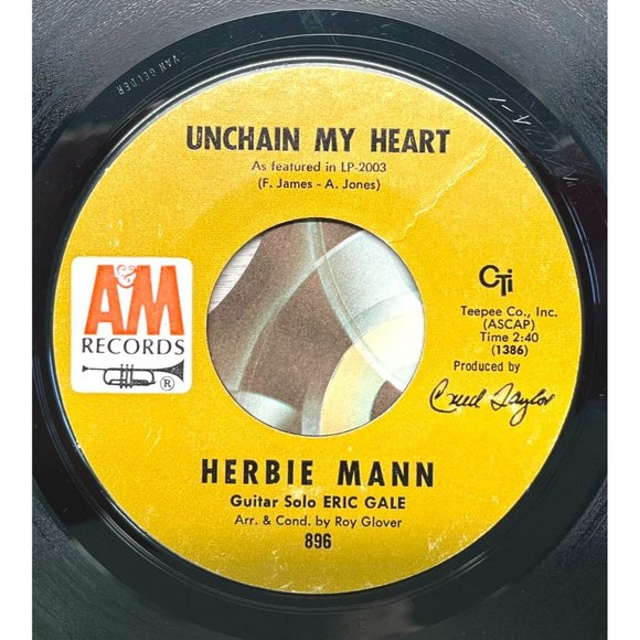 Herbie Mann Unchain My Heart / Glory of Love 45 Pop Record NM - Picture 1 of 4